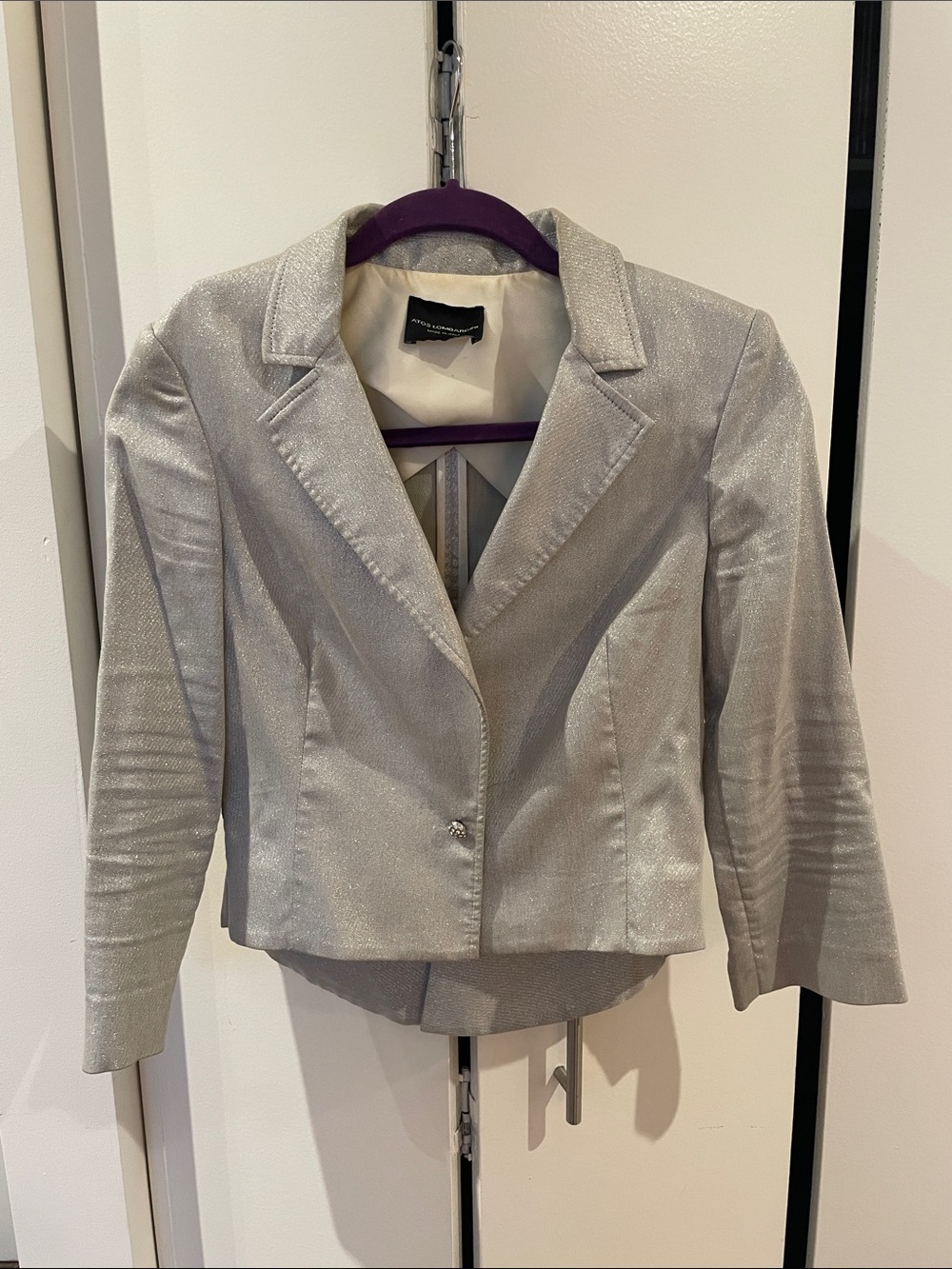 Atos Lombardini Silver Women's Sparkle Blazer Jacket Europe size 40